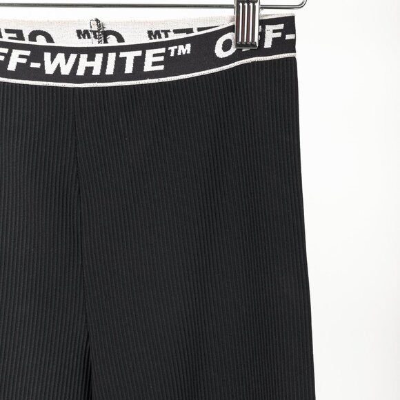 Off-White Black Logo-Waistband Ribbed Leggings - Picture 4 of 11